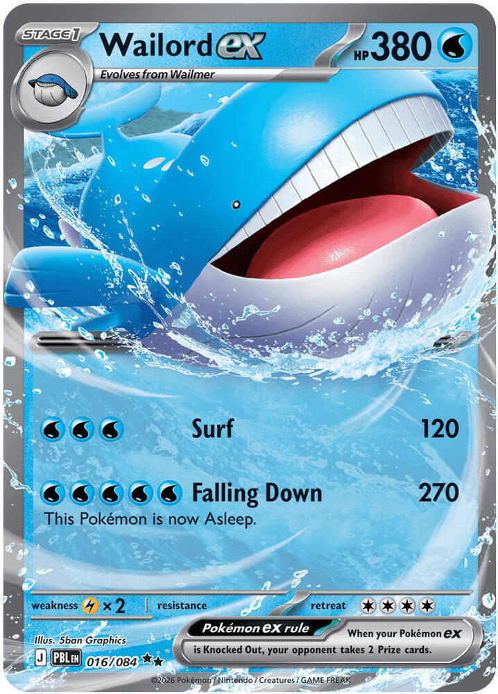 Wailord ex - 016/084 (Holofoil) - NM - front