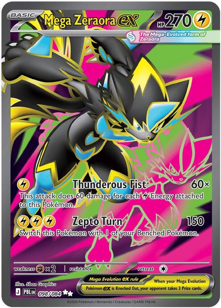 Mega Zeraora ex - 098/084 (Holofoil) - NM - front