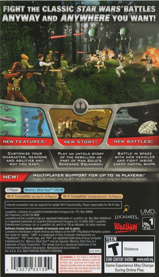 Star Wars Battlefront Renegade Squadron - back