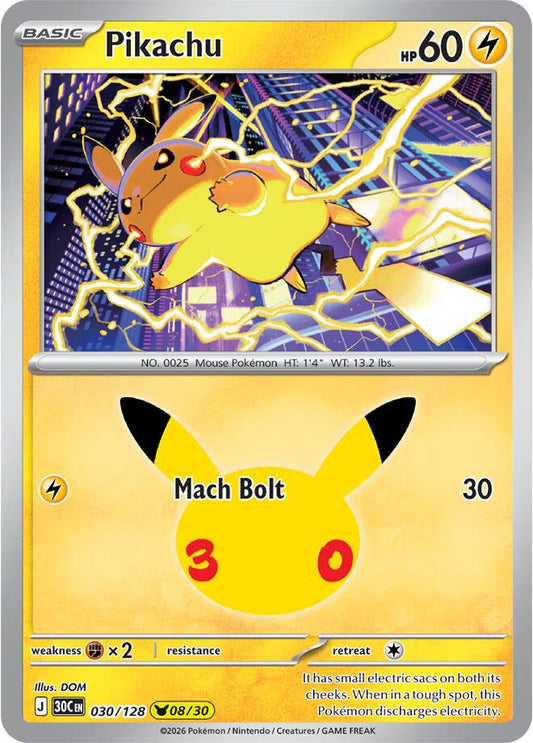 Pikachu - 030/128 (Holofoil) - NM - front