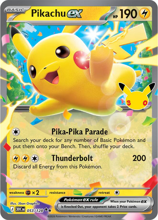 Pikachu ex - 053/128 (Holofoil) - NM - front
