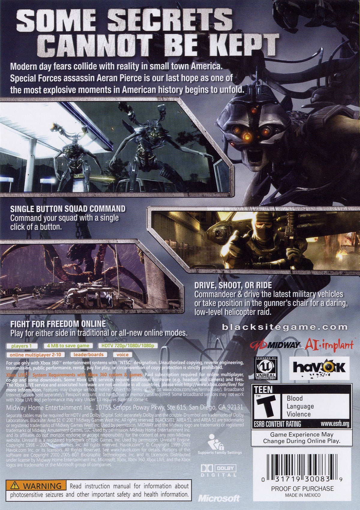 Blacksite Area 51 - back