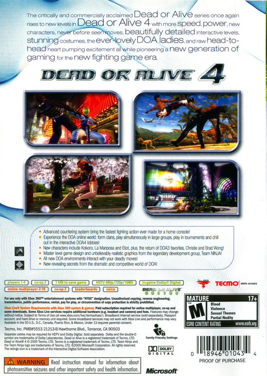 Dead or Alive 4 - back