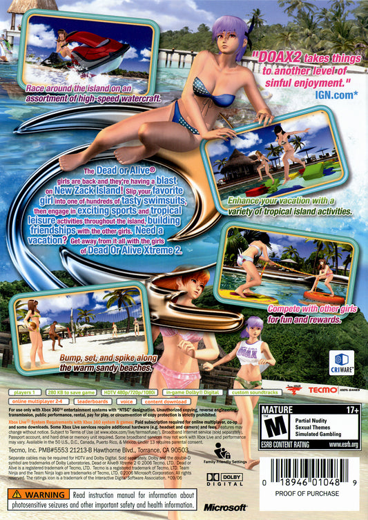 Dead or Alive Xtreme 2 - back