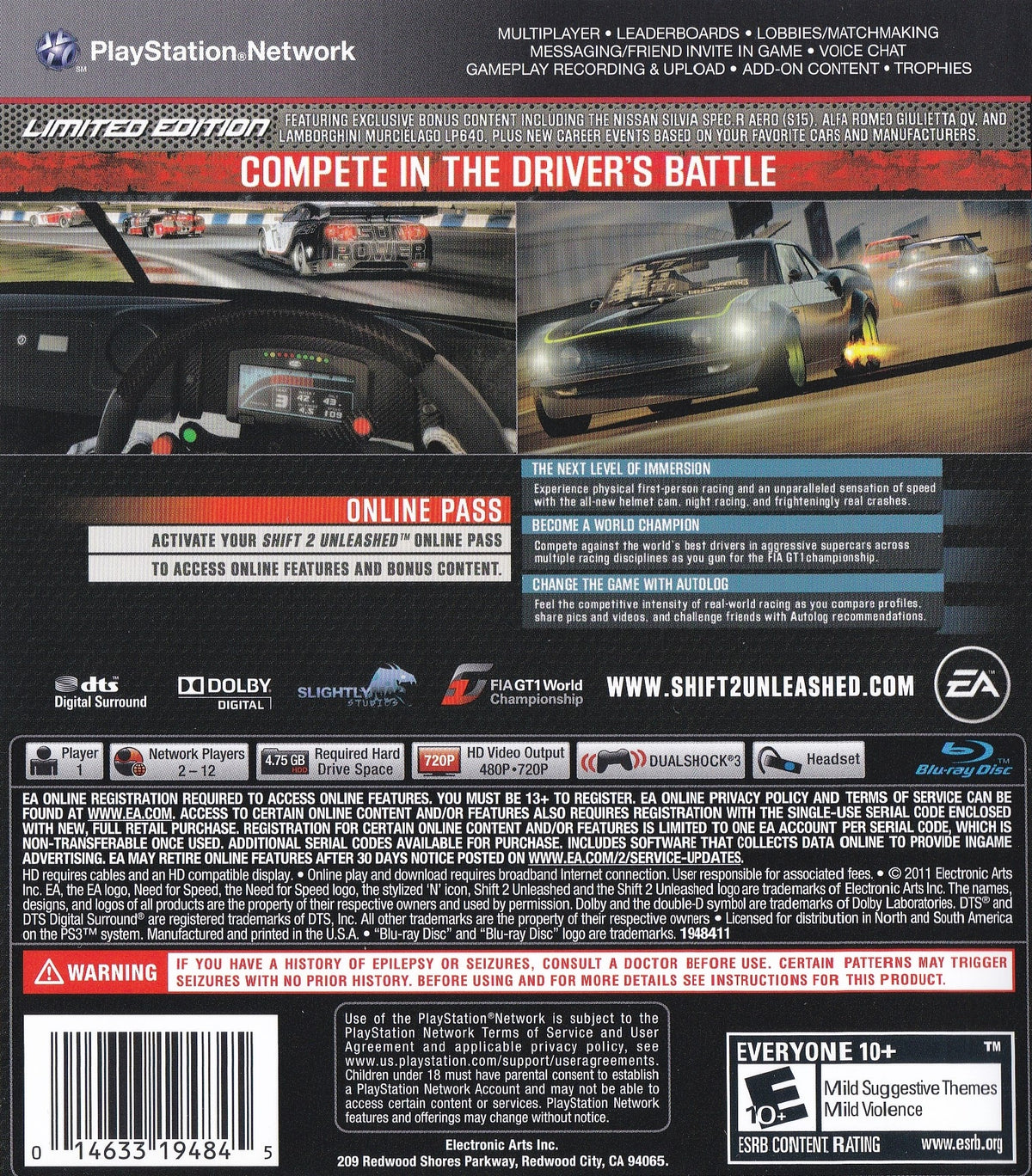 Shift 2 Unleashed [Limited Edition] - back