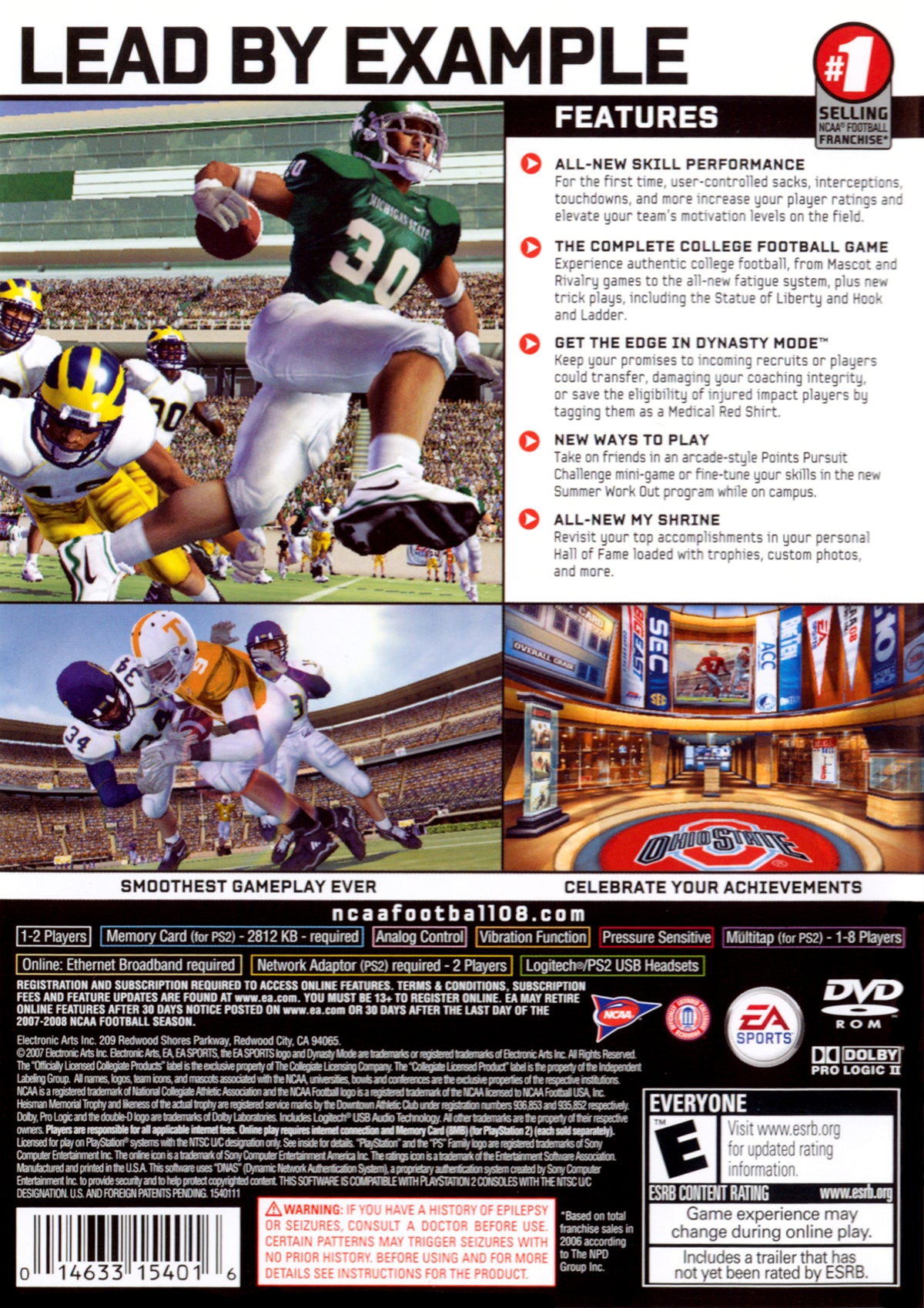 NCAA Football 08 - back