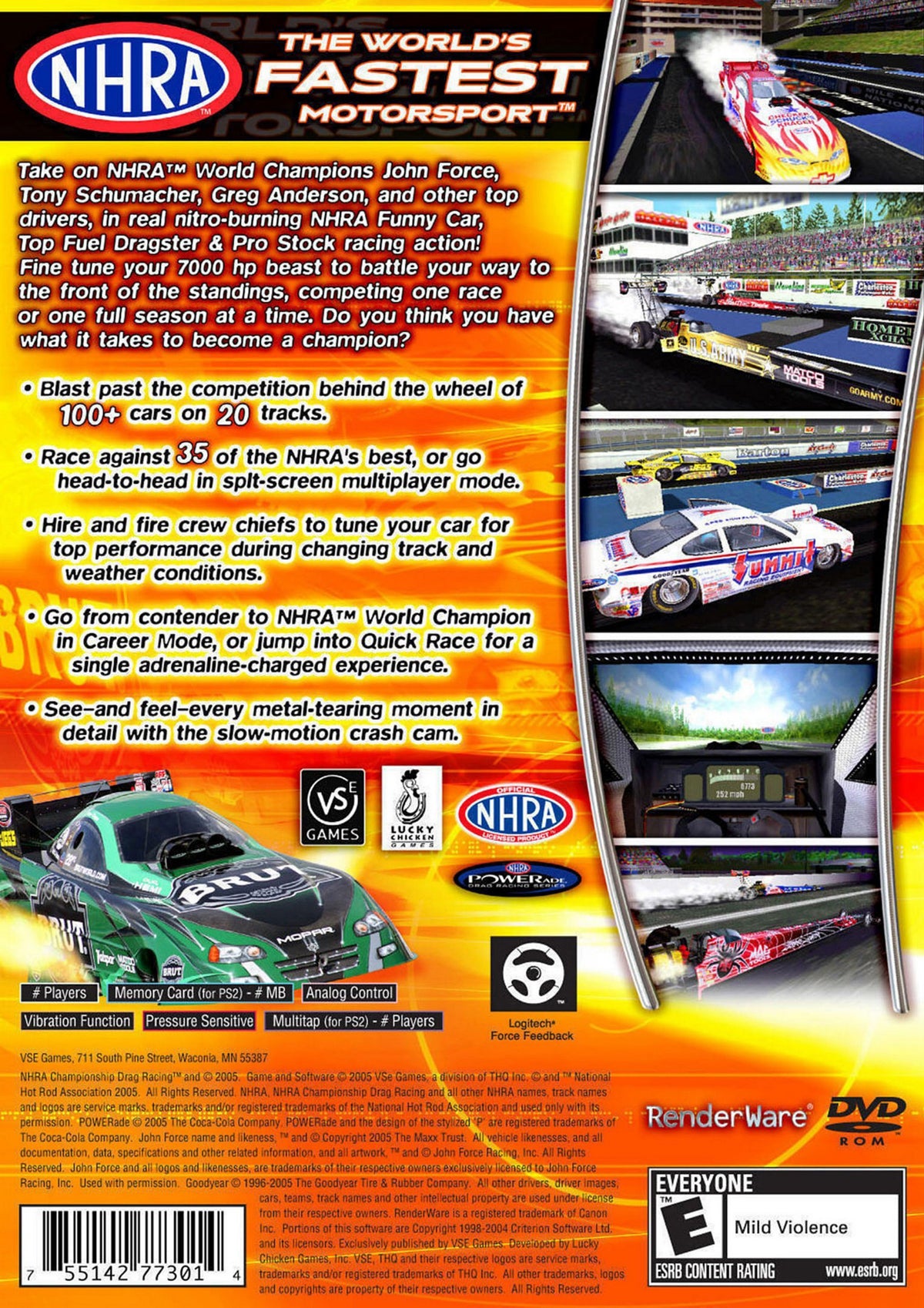 NHRA Championship Drag Racing - back