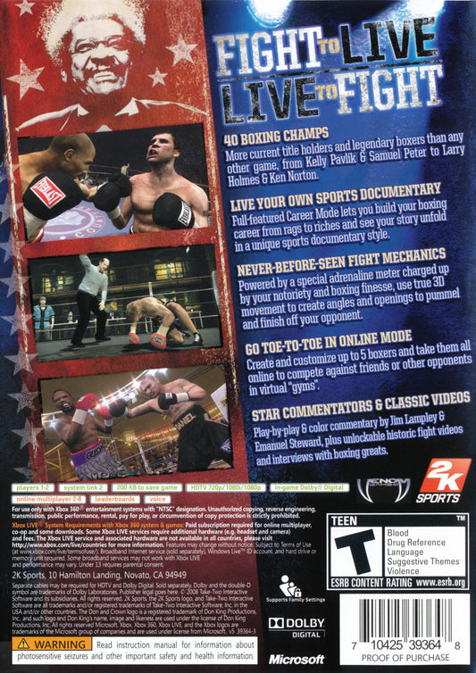 Don King Presents Prize Fighter - back