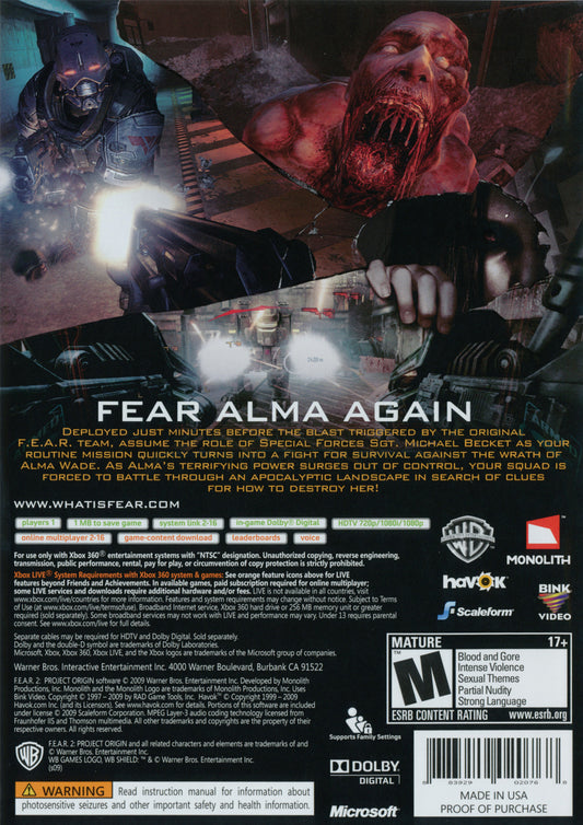 F.E.A.R. 2 Project Origin - back