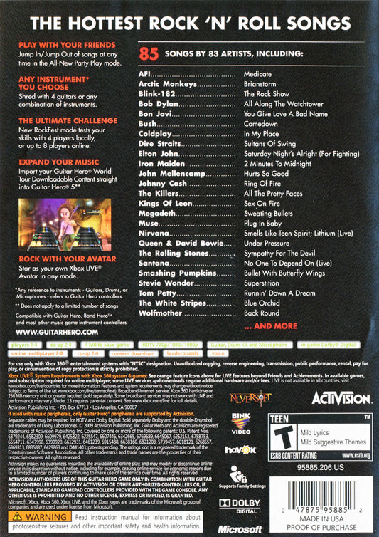 Guitar Hero 5 - back