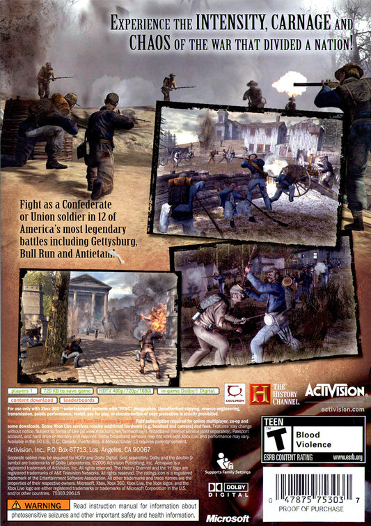 History Channel Civil War A Nation Divided - back