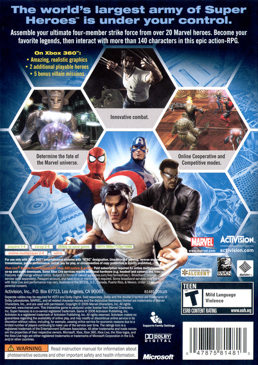 Marvel Ultimate Alliance - back
