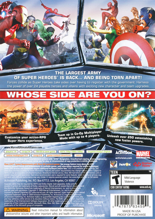 Marvel Ultimate Alliance & Forza 2 - back
