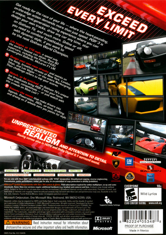 Project Gotham Racing 3 - back