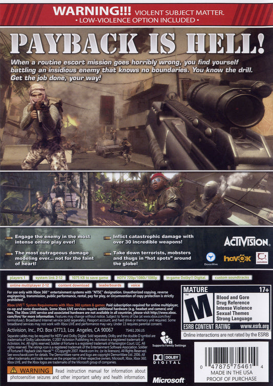 Soldier Of Fortune Payback - back
