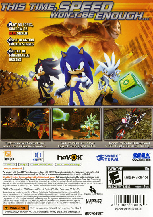 Sonic the Hedgehog - back