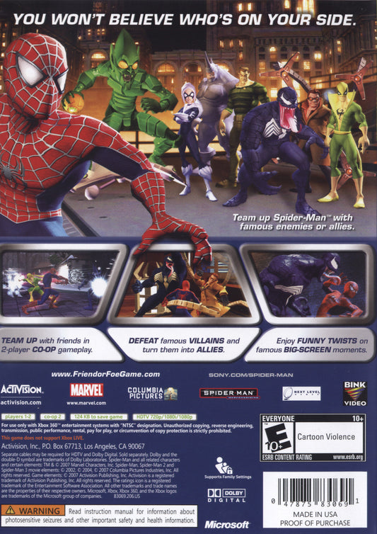 Spiderman Friend or Foe - back