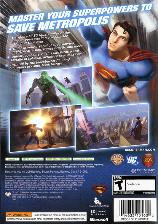 Superman Returns - back