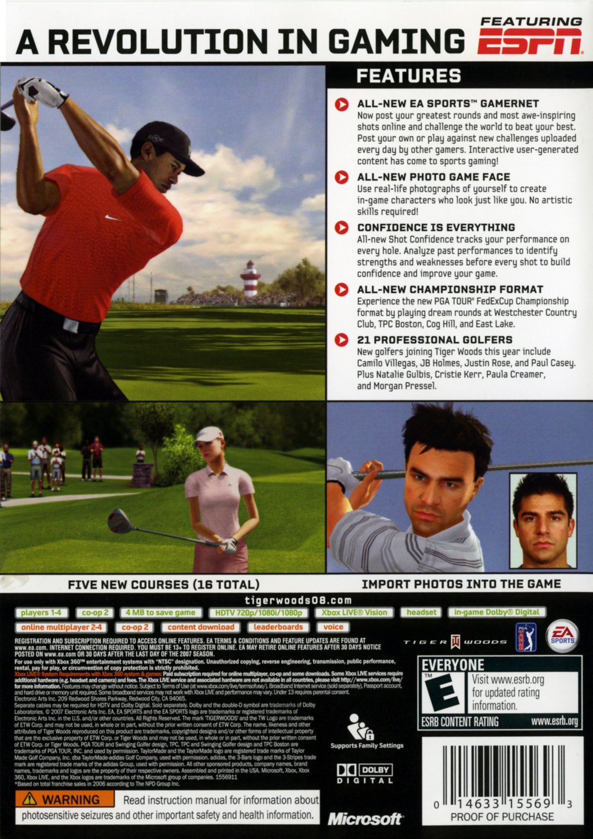 Tiger Woods PGA Tour 08 - back
