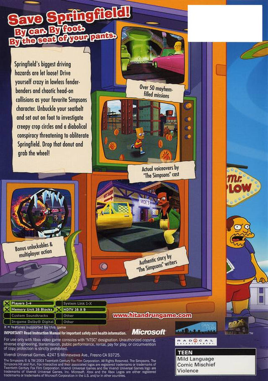 The Simpsons Hit and Run - back