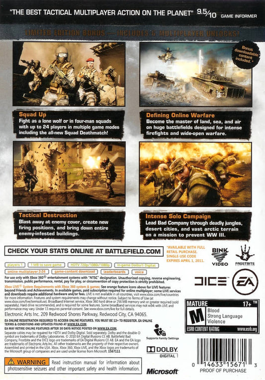 Battlefield: Bad Company 2 - back