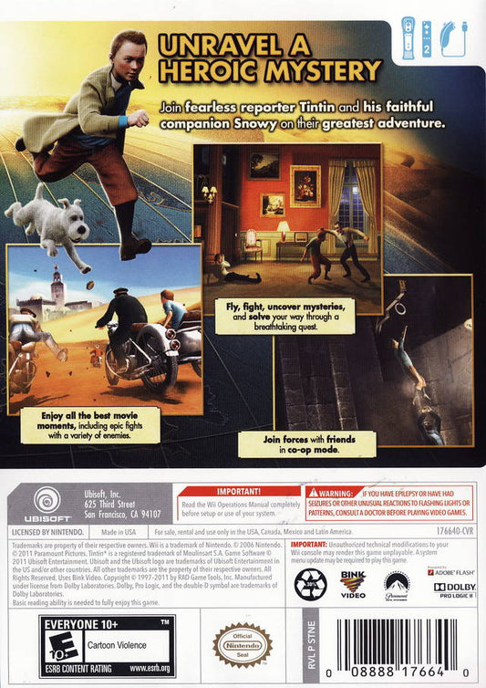 Adventures of Tintin: The Game - back