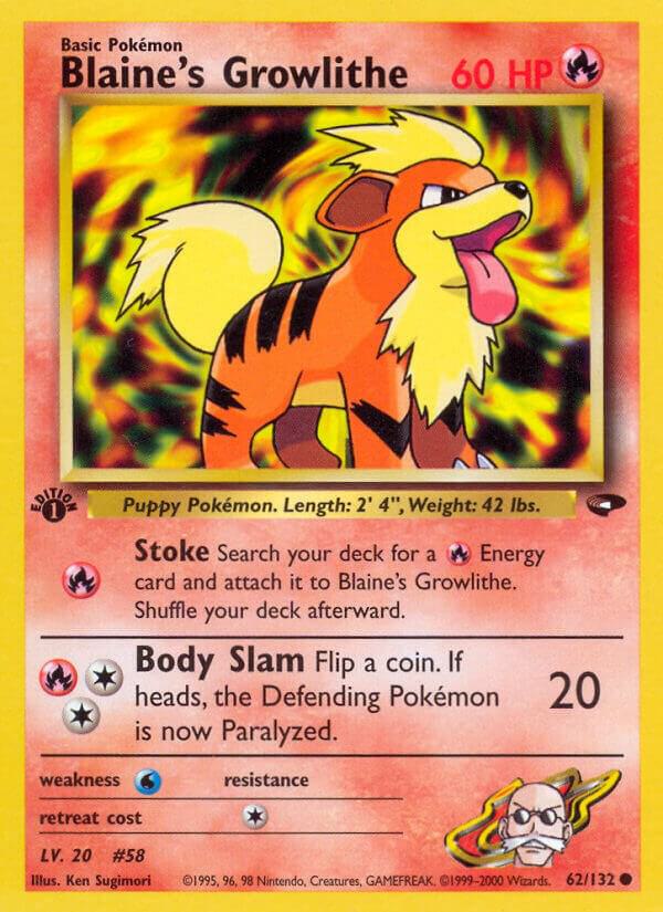 Blaine's Growlithe - 062/132 (1st Edition) - LP - front