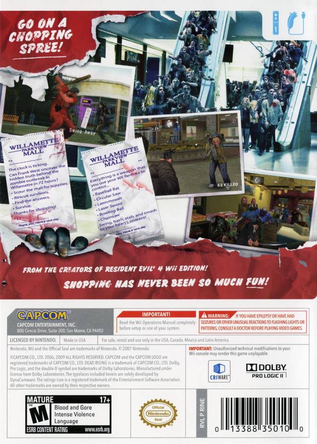 Dead Rising Chop Til You Drop - back