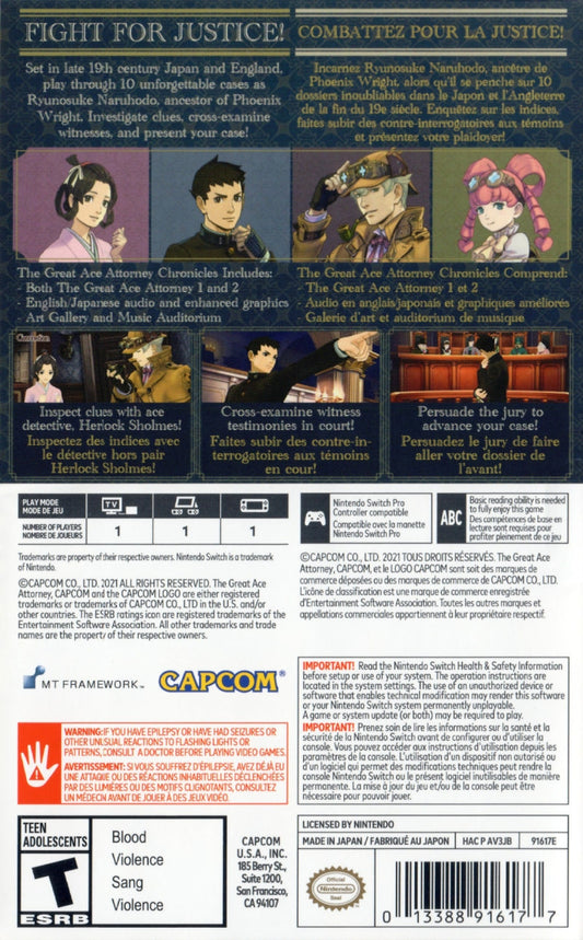 The Great Ace Attorney Chronicles - back