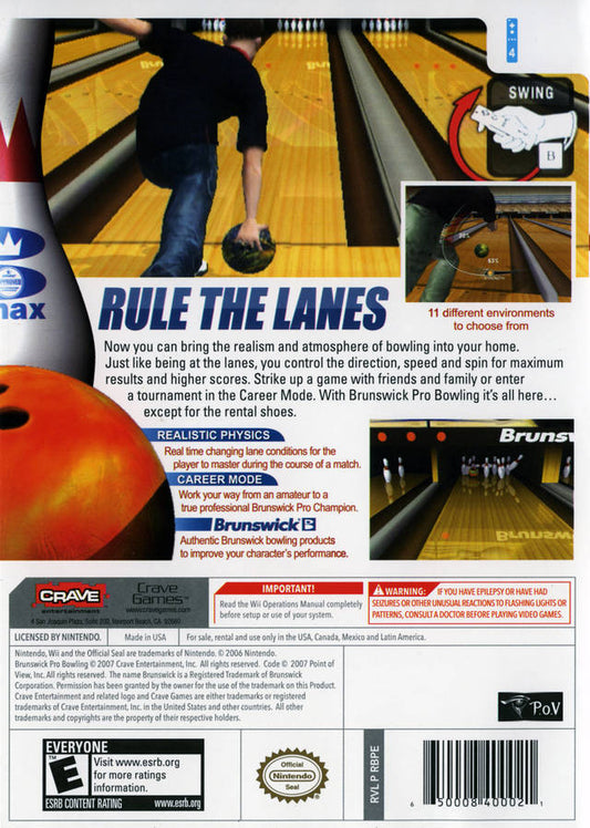 Brunswick Pro Bowling - back