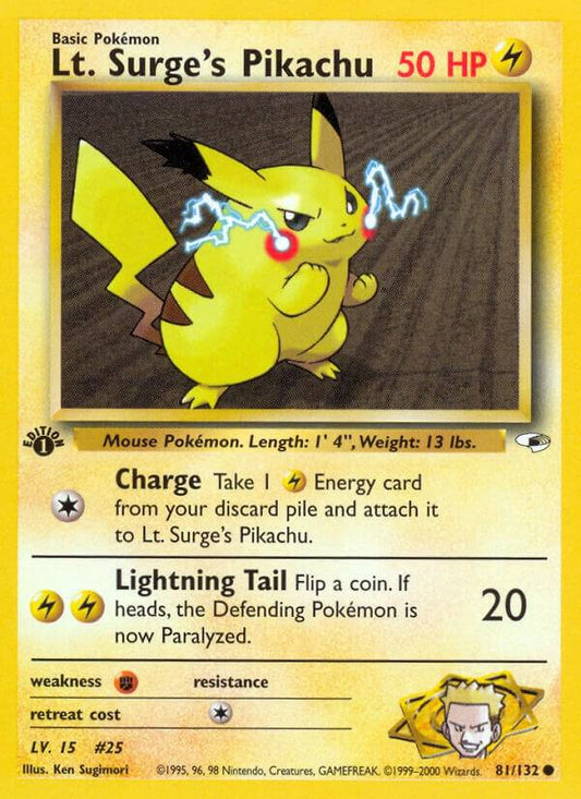 Lt. Surge's Pikachu - 081/132 (Unlimited) - NM - front
