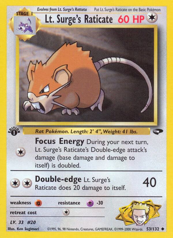 Lt. Surge's Raticate - 053/132 (Unlimited) - LP - front