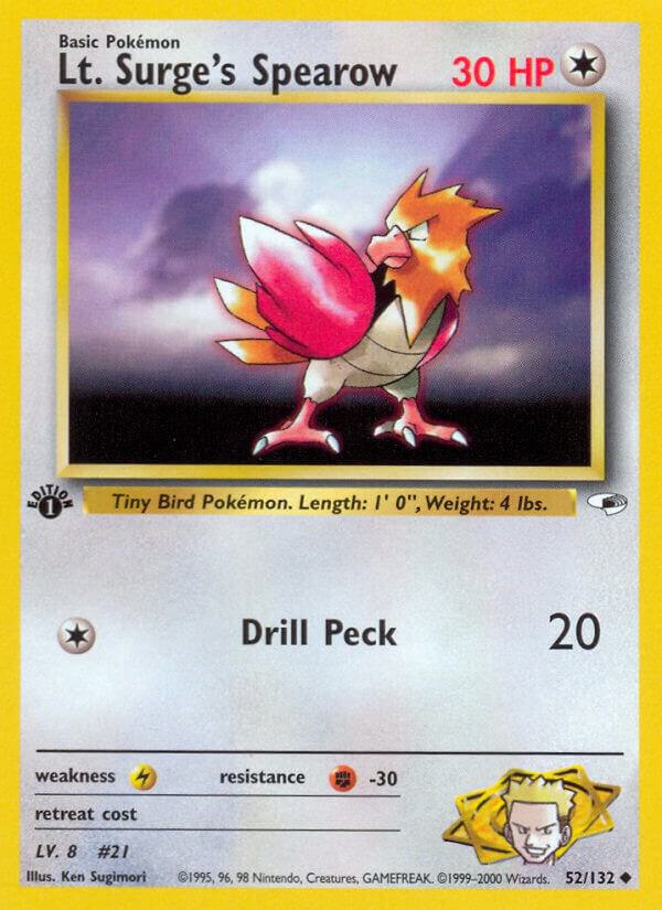 Lt. Surge's Spearow - 052/132 (Unlimited) - LP - front