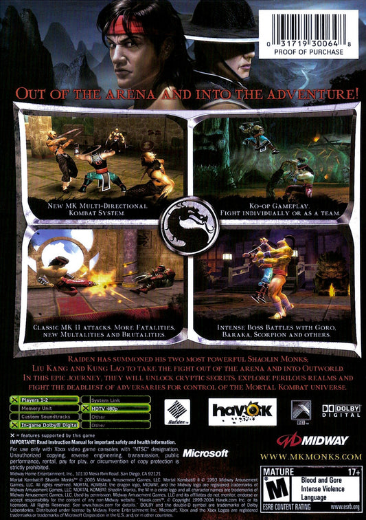 Mortal Kombat Shaolin Monks - back