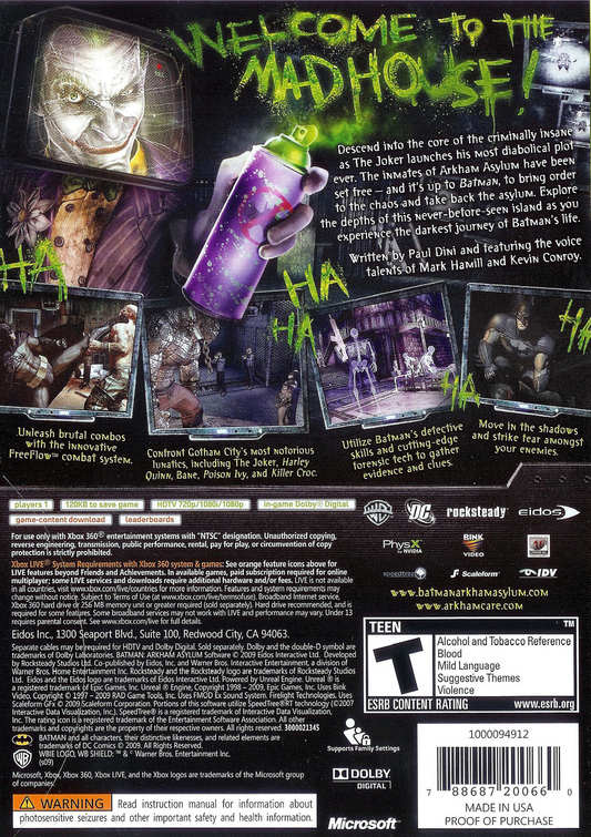 Batman: Arkham Asylum - back