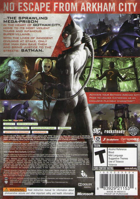 Batman: Arkham City - back
