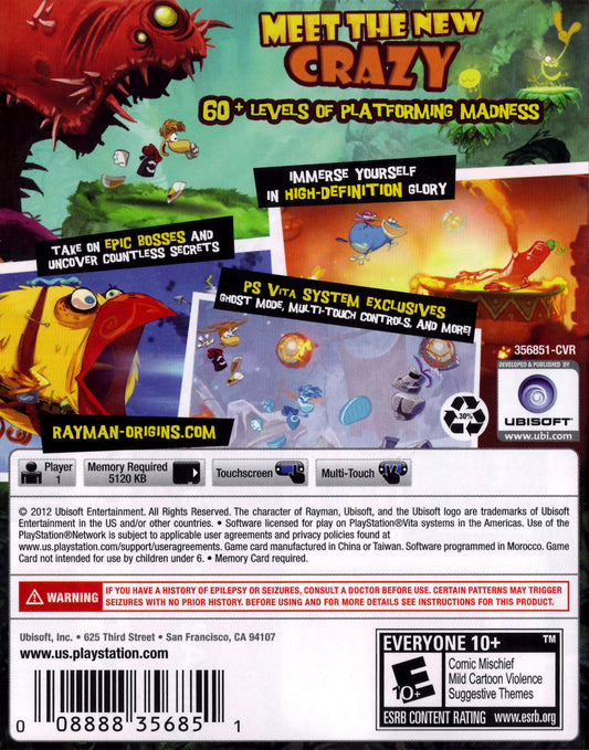 Rayman Origins - back