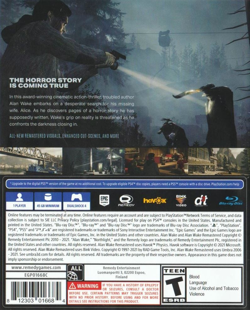 Alan Wake Remastered - back