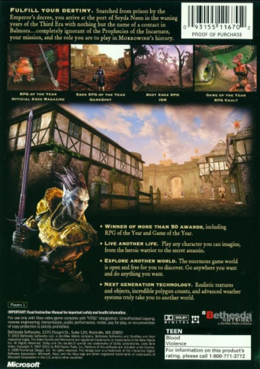 Elder Scrolls III Morrowind Platinum [Game of the Year] - back